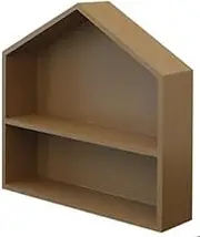 House Shape Wooden Shadow Cubby Box Display Shelf Toy Organizer Blue Storage Shadow Box Wood Wall Storage Cabinet for Mini Toys Figures-Brown