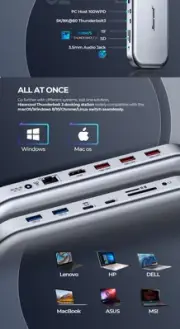 Thunderbolt 3 Docking station, Hiearcool Metallic Gray