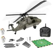 WL K170 RC Helicopter Model, UH-60L 170 Size 4CH Flybarless Helicopter with Adjustable Left and Right Hand Throttle (RTF Version),3 Batteries