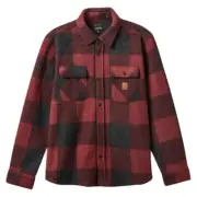 Brixton Bowery Arctic Stretch Fleece Dark Burgundy Black Button Up Shirt