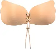 [CharmBurst] Strapless Bra for Women, Sticky Bra Push Up, Adhesive Push Up Bra Invisible Push Up Bra, Wheat colours, Large