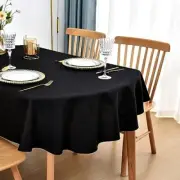 Oval Tablecloth 60x84 Inch Polyester Fabric Table Cloth Oval-60X84 Inch Black