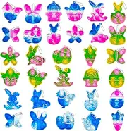 36 Pack Easter Mini Pop Fidget Bubble it Toys, Pop Keychain Packs, Easter Basket Stuffers Gifts Egg Fillers Party Favors , Anti-Anxiety Stress Relief Toys for Kids Adults