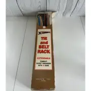 Vintage NEW Old Stock Hollywood 42 Hook Tie & Belt Rack Wood/Brass Organizer