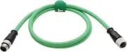 HangTon Ethernet M12 4 Pin D Code Male to M12 4 Pin D Code Female Cable for Baumer Omron Sick Encoder Sensor Camera Profinet Network Host Green PVC 2m