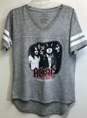 AC&DC Highway To Hell Sz L Short Sleeve V-neck Gray Graphic Print T-Shirt BN