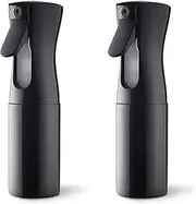 Hair Spray Bottle, Continuous Water Mister Spray Bottle Empty, Aerosol Fine Mist Curly Hair Spray Bottle for Taming Hair in Morning, Hairstyling, Plants, Pets, Cleaning-5.4oz/160ml-2PACK Black