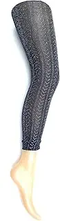 [MYSASI] Women's Footless Tights, 40 Denier, Lace Pattern, Glitter, Black and White
