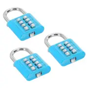 8 Digit Button Combination Padlock 3pack 4 Digit Locking Mechanism Lock Blue