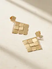 [Ileana Makri] Ileana Makri - Medium Tile 18-karat Gold Diamond Earrings - One size One size Gold