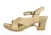 DANSKO TASHA VEG Beige Leather Buckle Ankle Strap Sandals Block Heels Size 41