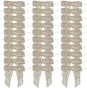 7Rainbows 30pcs Boutique 2.5" Burlap Ribbon Bows Craft Twist Tie Bows for Tying Up Packages Gift Wrapping Christmas Tree