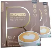 KOREAN REAL MIX Premium 3 in 1 Coffee ( 2 packs = 24 sticks ) # Silky Smooth