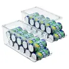 Stackable Canned Food Pop Cans Container Holder Dispenser with Lid for Fridge