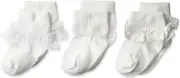Jefferies Socks Baby Girls Fancy Lace Eyelet Trim White Turn Cuff Ankle 3 PK