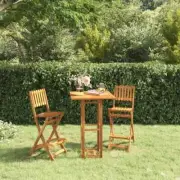 NNEVL Folding Outdoor Bar Stools 2 pcs Solid Wood Acacia