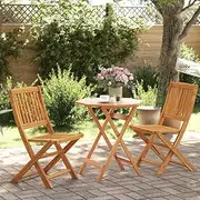 Acacia Wood Folding Bistro Set - 3 Piece Outdoor Patio Furniture for Small Garden, Table and Chairs for Balcony, Outside Porch Conversation