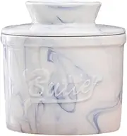 French Butter Crock for Counter with Water Line, Butter Dish Butter Crock French Butter Butter Keeper Butter Dish with Lid Butter Dish with Lid for Countertop(Light Blue)
