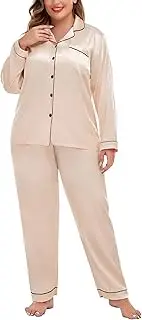 [SWOMOG] Women's Button Up Pajama Set Short Sleeve Sleepwear Soft Pjs with Pockets