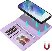 [Umlovecase] for Samsung S21 FE 5G Case,for Galaxy S21 FE 5G Wallet Case,2 in 1 Detachable Wallet Phone Cover[RFID Blocking] PU Leather Flip Kickstand Shockproof Protective Phone Cover-Purple