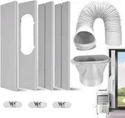 LEZIFU Portable AC Window Kit Adjustable with 4Pcs Slide Plate, 5inch Adapter Tu