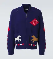 [Bode] Bode Diamond Corral wool zip-up cardigan AU 90 blue
