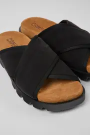 Brutus Sandal Black Textile Cross-strap Sandal for Women