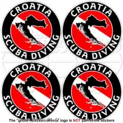 CROATIA SCUBA DIVING Flag-Croatian Map Shape Circular Stickers, Decals 50mm x4