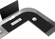 Vyaaa L Shaped Desk Mat Leather Desk Pad, PU Leather Corner Desk Mat for Computer, Gaming, Writing, Home and Office, 39.4"x 39.4"x13" Black