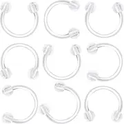 [Qualima] Unisex Anti-Allergy Plastic Hoop Ear Retainers, Clear Nose Studs Rings with Screw Ball Backs, for Sensitive Ears & Skin