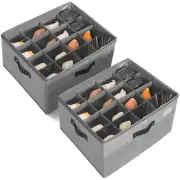 Shoe Organizer Box for Closet, Foldable Shoe Storage Bins with Adjustable Div...