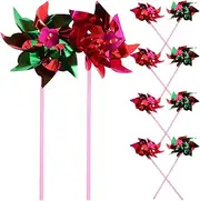 NUOLUX 10pcs Plastic Windmill Pinwheel Wind Spinner Kids Toy Garden Lawn Party Decor