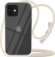 Crossbody Case for iPhone 11 6.1",Apple iPhone 11 Phone Case,Yespure Clear TPU Soft iPhone 11 Case Holder with Neck Cord Lanyard Strap-Clear - Beige