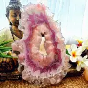 Rose Quartz & Clear Quartz Gemstone & Resin Geode (GEO1)