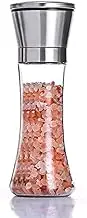 ZeeDa Salt and Pepper Grinder Stainless Steel Adjustable Ceramic Sea Salt Grinder & Pepper Grinder Glass Salt and Pepper Shakers Pepper Mill & Salt Mill (Large)