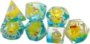 Colaxi 7Pcs Acrylic Dices, Polyhedral Dices Set, Filled with Ducks Role Playing Game Dices Game Dices, Multi Sided Dices, for Bar Role Playing Game