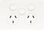 Hager WBHP2XS Allure Series Double Powerpoint, Switchplug Combination, With Extra Switch, Gloss White