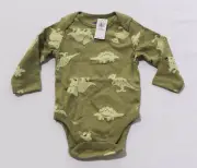Old Navy Boy's Dinosaur Graphic 3/4 Sleeve One Piece JB9 Brown Size 6-12M NWT