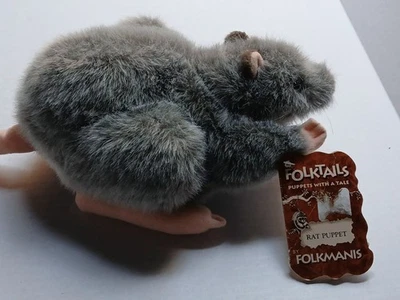 Vintage Folkmanis Folktails 11" Plush Rat Realistic Hand Puppet With Tail W/ Tag