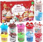 Slime Advent Calendar 2024 - Christmas Countdown Calendars 24 Days of Surprises with Different Texture Fluffy Slime Kit Funny Gifts Toy for Toddler Kids Teens Girls 4 5 6 7 8 9 10 11 12 Year Old