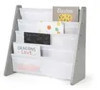 Space-Saving Kids Book Rack Bookcase Book Display with Pockets