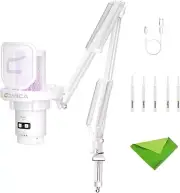 COMICA UNI WHITE 48Khz/24BIT RGB MIC! BOOM ARM, POP FILTER &MORE! TWITCH-YOUTUBE