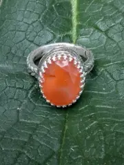 Faceted Carnelian Gemstone Artisan Hand Made Sterling Silver Ring Sz7.25 .A23d