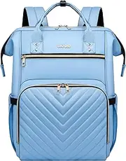 Laptop Backpack Purse for Women Men,17 Inch Computer Stylish Backpacks, Teacher Doctor Nurse Daypack for Work,College Bookbag Wide Open Design Light Blue