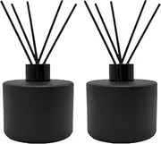 HIDOSNG 2PCS Glass Diffuser Bottles,100ml Essential Oil Jar,Empty Perfume Container with Black Aromatherapy Sticks Use for DIY Replacement Reed Diffuser (2 Black)