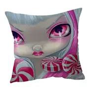 Faces of Faery #44 Pink Girl with Peppermint Candy Cushion Cover