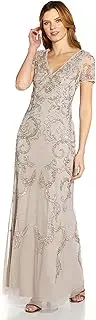 [Adrianna Papell] Women's V Neck Beaded Gown