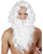 White Curly Santa Wig with Beard