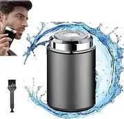 Mini Electric Shaver, Portable Small Electric Razors Man, USB Rechargeable Mustache Trimmer Tool With Double Ring Elastic Net, Pocket Size Washable Electric Razor (Gray) afeamo