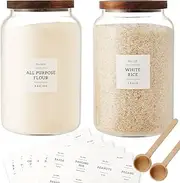 CZSZYGHBAO 2 PCS Large Glass Jar with Airtight Lid, Glass Food Storage Jars for Tea,Spice,Cereal, Egg,Flour,Coffee and More(1 gallon/4000 ml)